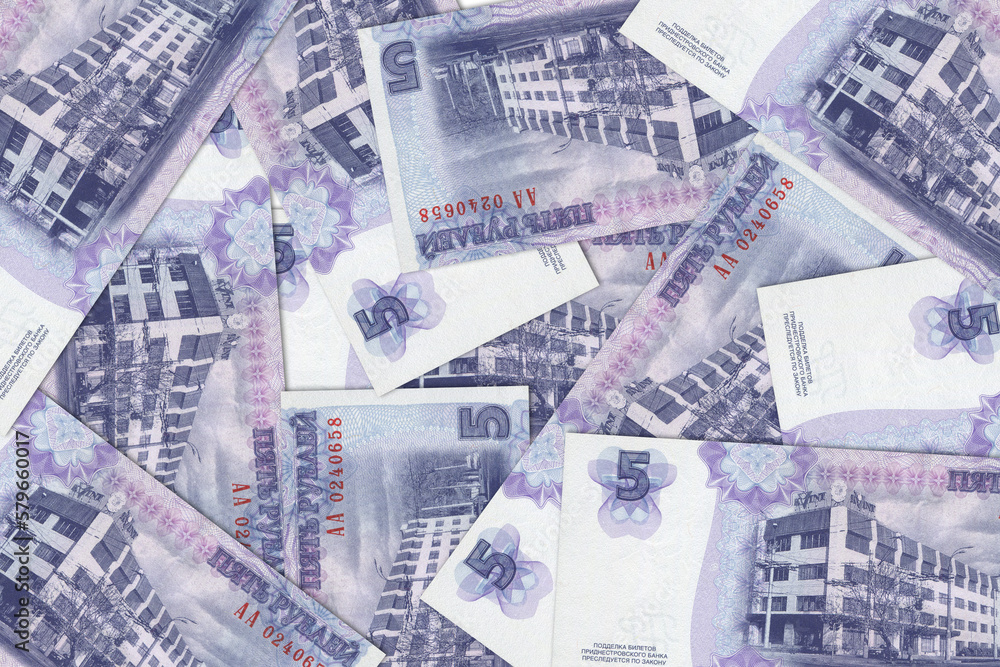 Fototapeta premium Transnistrian banknotes. Close up money from Transnistria. Transnistrian ruble.3D render