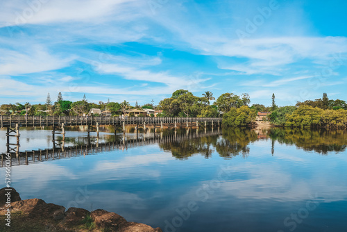 Walk bridge reflections at Brunswick Heads, NSW
