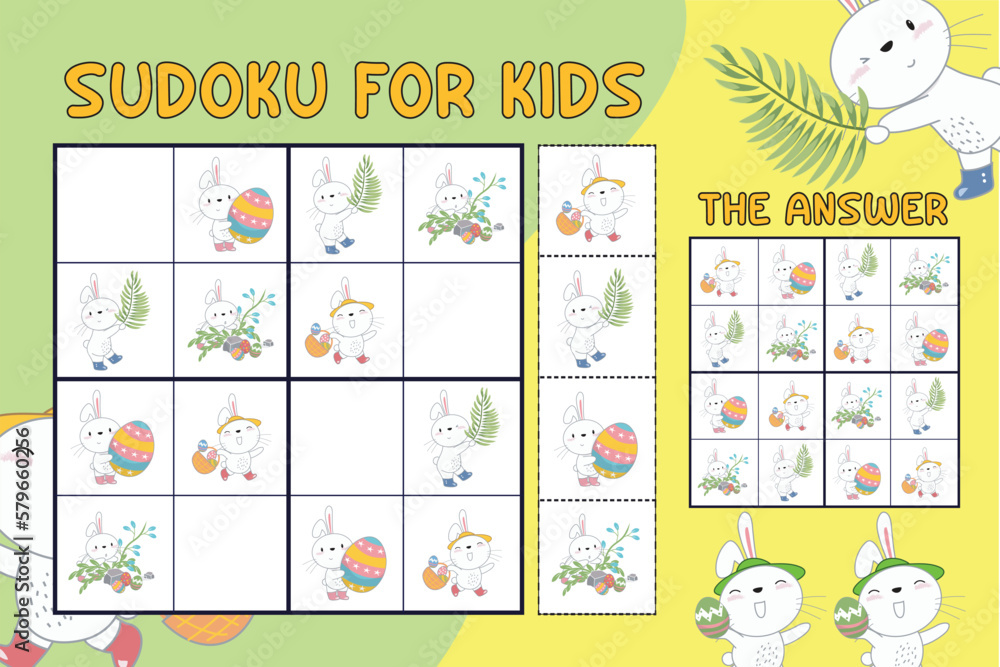Printable Sudoku for kids. Sudoku Easy level for children. Educational ...