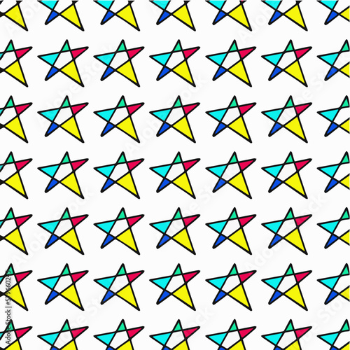abstract stars geometry colorful seamless vector pattern with white background design for carpet, wallpaper, clothing, wrapping, fabric, cover