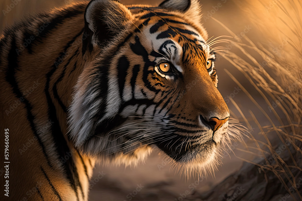 Obraz premium portrait of a tiger created with Generative AI technology