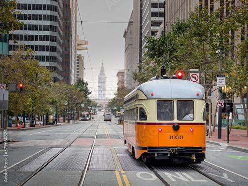 San Francisco Metro Train at downtown City