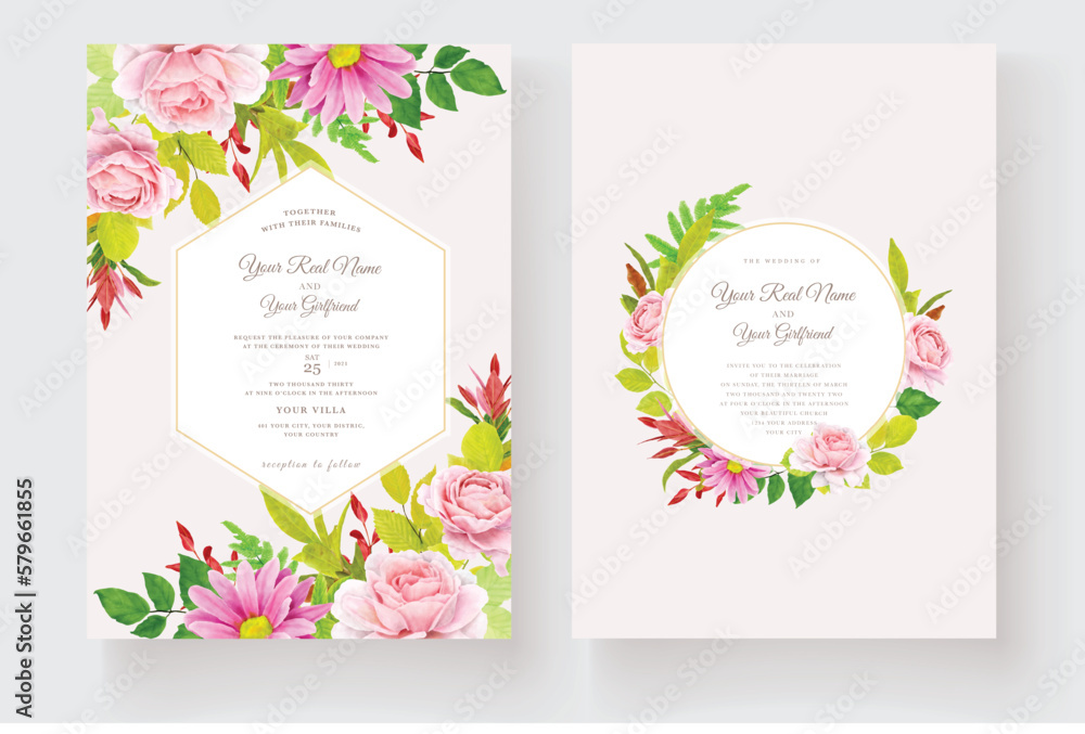 hand drawn floral ornament invitation card set hand drawn floral ornament invitation card set