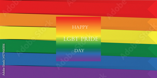 Poster with the rainbow flag of the LGBT Community with the text: HAPPY LGBT PRIDE DAY.