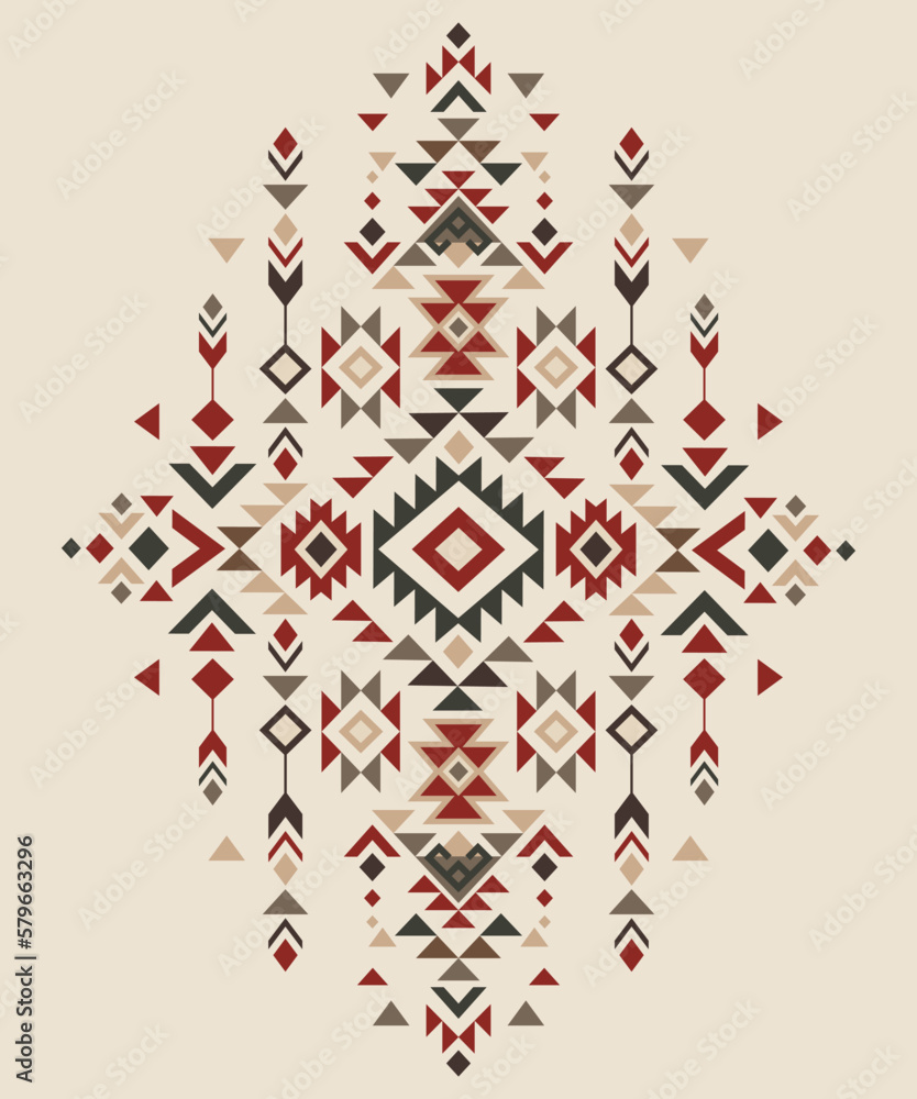 Aztec motif tribal ethnic design. Navajo decoration symbol, boho tattoo geometric template. Ethnic ornament.  - obrazy, fototapety, plakaty 