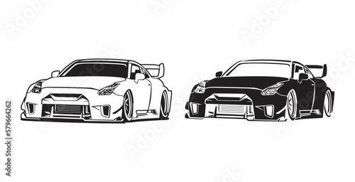 vector set of cars with several black and white versions of models  photo