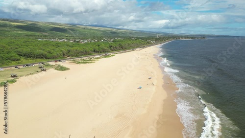 Aerial view of Kekaha Beach Park Kauai Hawaii USA photo