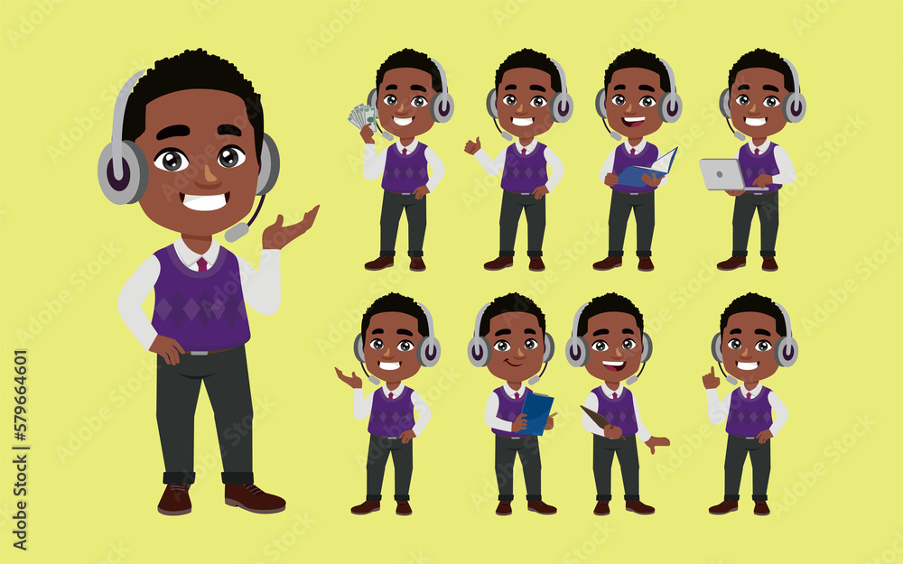 Call center and customer service character Call center and customer service character