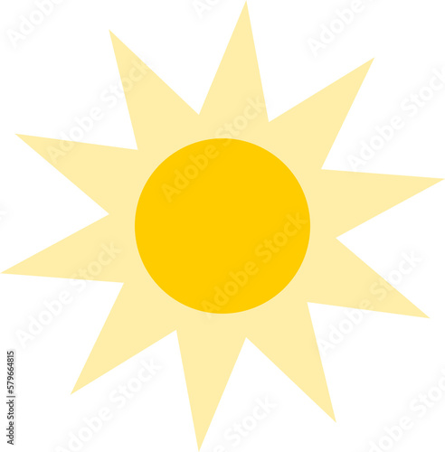 Yellow sun with sunshine light rays icon PNG