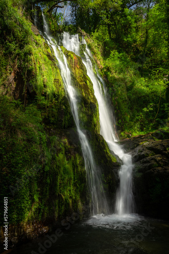 Oneta waterfalls natural monument on springtime in Asturias  Spain