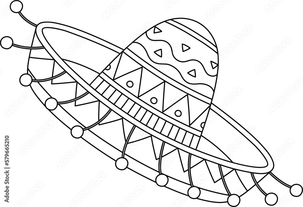 Sombrero Isolated Coloring Page for Kids Stock Vector | Adobe Stock
