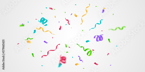 Colorful confetti and zigzag ribbons falling from above Streamers, tinsel vector