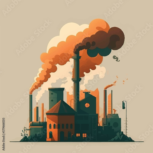 Leinwand Poster Air pollution factory chimney flat design