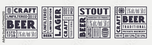 Set of template square label for craft beer
