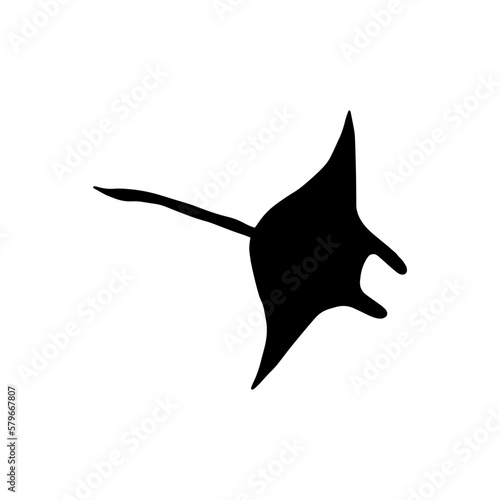 Stingray fish Character black sea animal on deep background. Wild life illustration. Vector illustration.