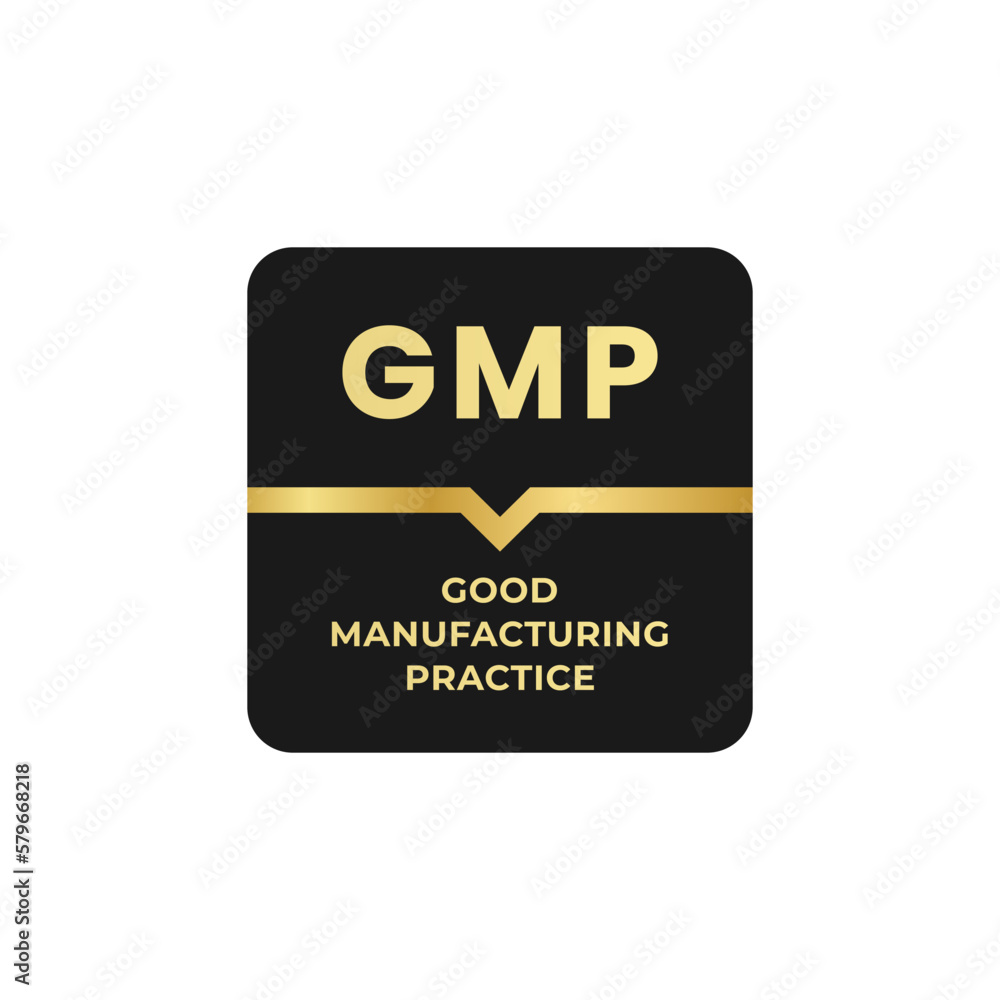 GMP certified label or gmp certified mark in flat style. Good Manufacturing Practices. Gmp certified logo for food products that require a certificate. Gmp seal vector.