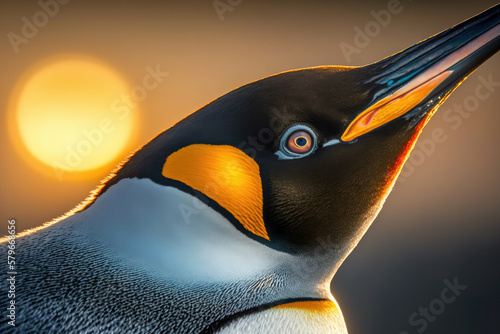 penguin in the sunset created with Generative AI technology