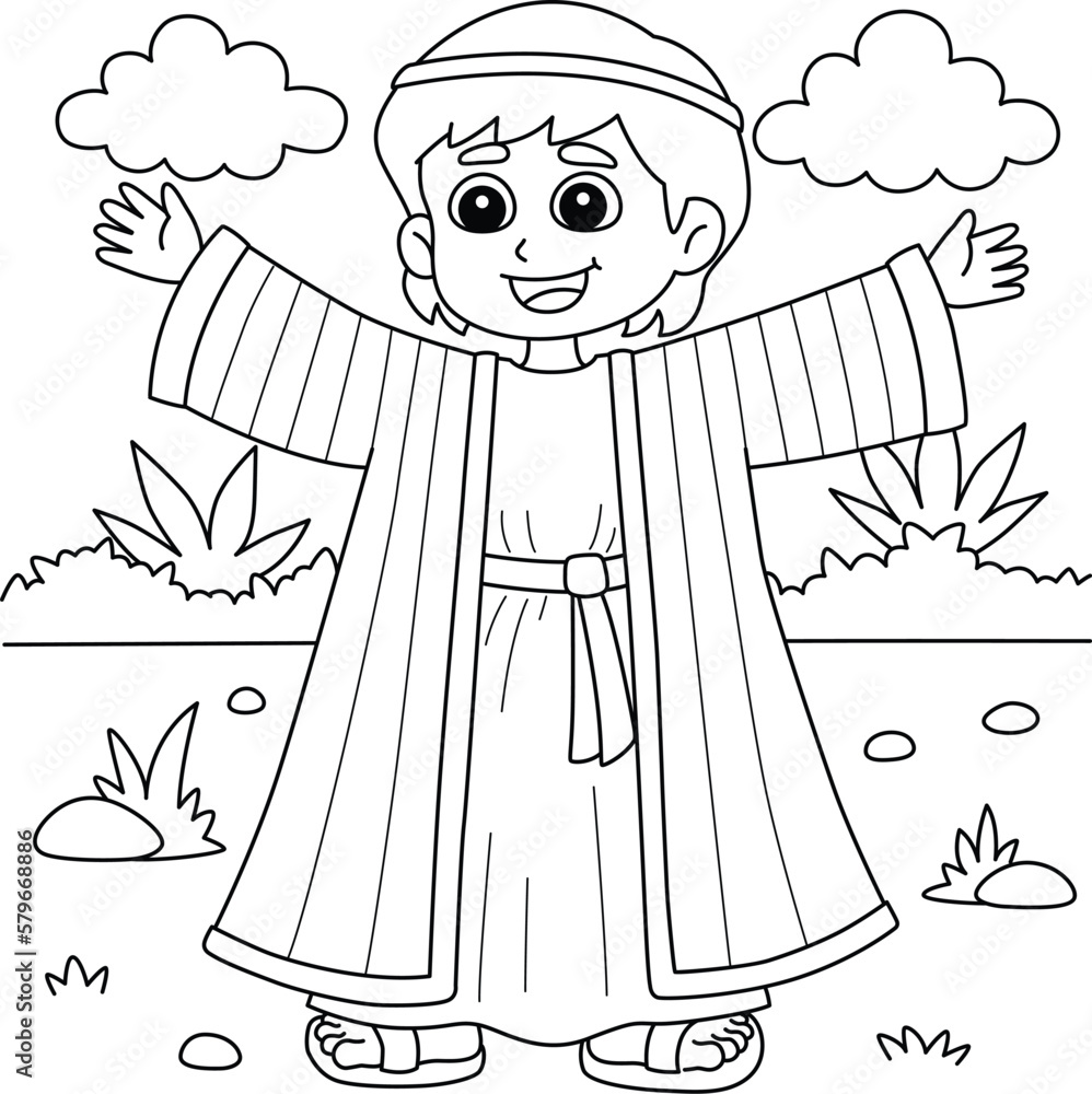 Christian Joseph Coloring Page for Kids Stock Vector | Adobe Stock