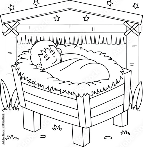 Christian Baby Jesus Coloring Page for Kids photo