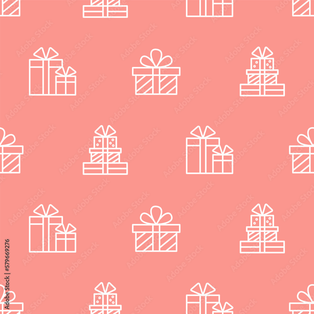Gift box seamless pattern background with icons
