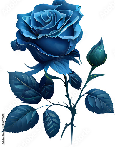 blue rose transparent background - Generative AI