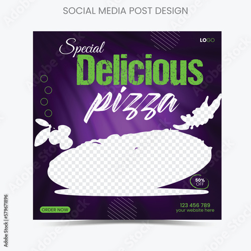 Pizza Social Media Posts, pizza party offer Template, vector