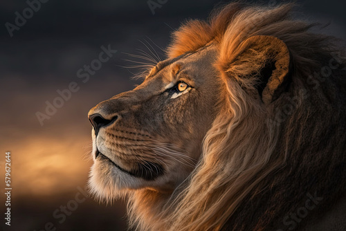 portrait of a lion created with Generative AI technology