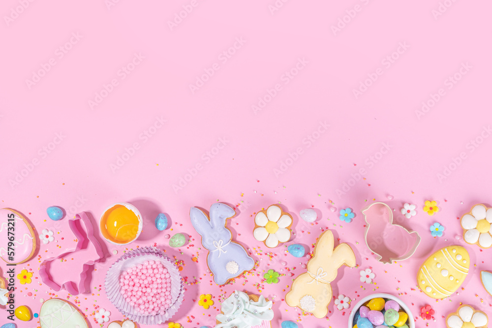 Cute pink Easter baking background