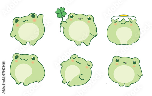 Set of funny cartoon frogs