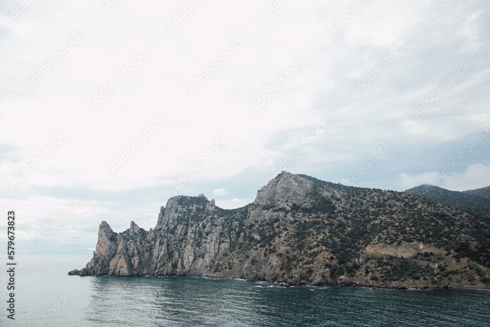 beautiful mountain cliffs and sea in a nature hike journey