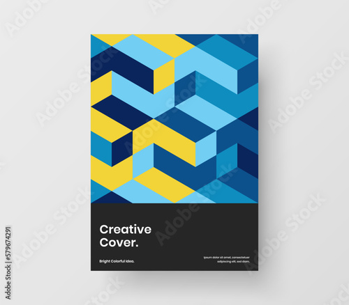 Trendy mosaic pattern placard concept. Simple pamphlet vector design illustration.