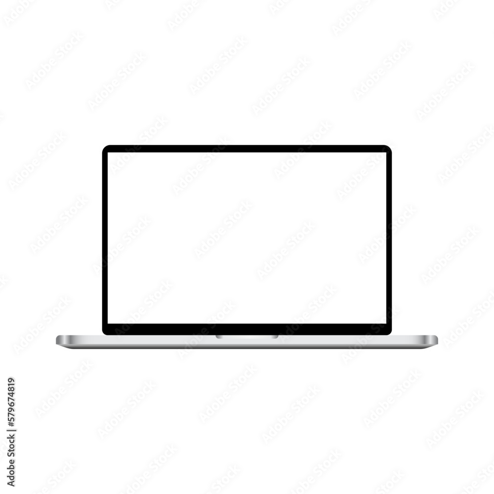 Realistic Metallic Laptop White Blank Display Mockup Vector Illustration Realistic Metallic Laptop White Blank Display Mockup Vector Illustration