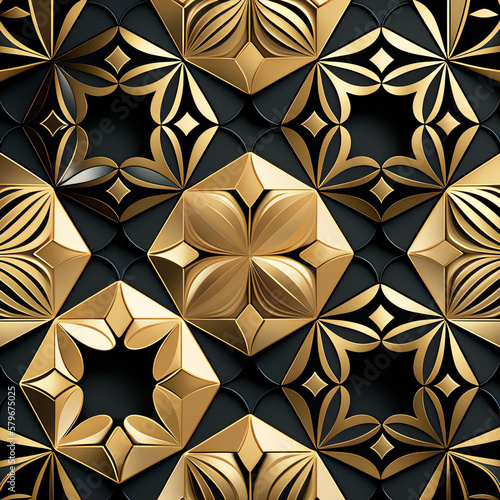golden pattern with abstract flowers