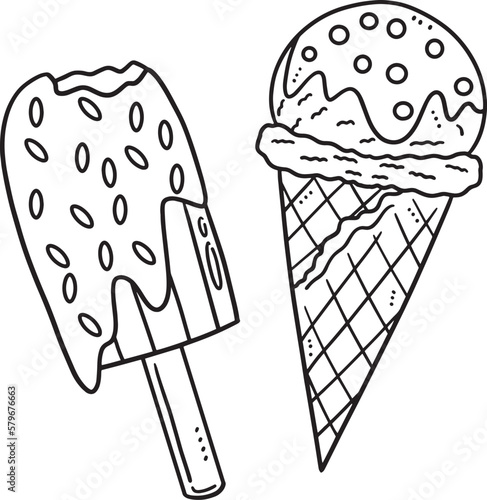 Ice Cream Isolated Coloring Page for Kids