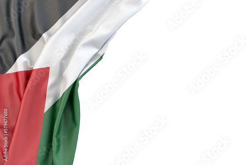 Tablou pe pânză Flag of Palestine in the corner on white background