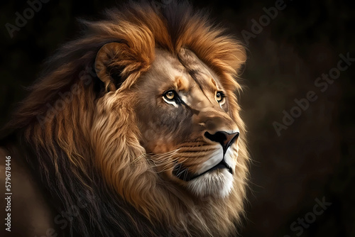 Portrait of a lion. Generative ai design.