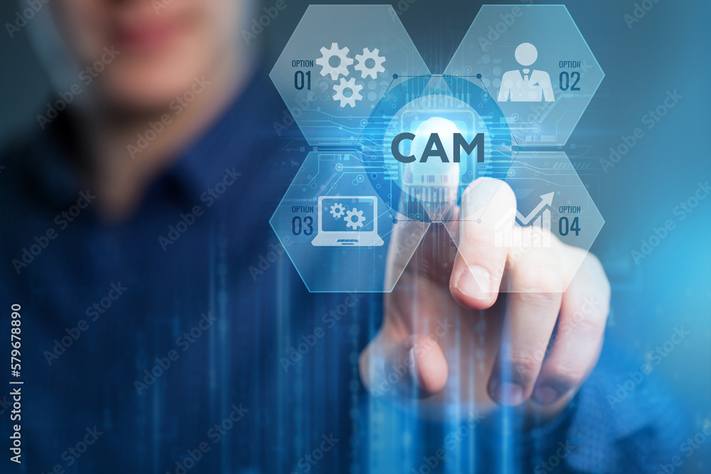 CAM Computer-aided manufacturing industrial technology automation concept. CAM Computer-aided manufacturing industrial technology automation concept.