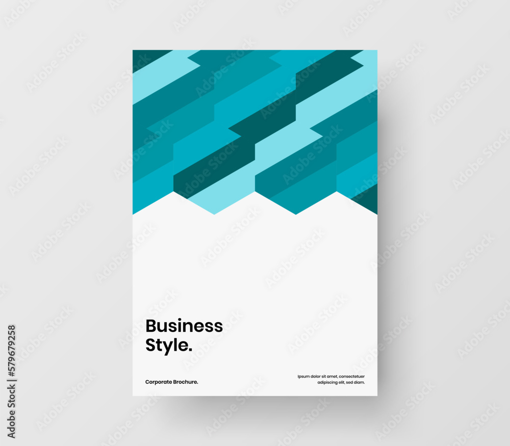 Abstract geometric shapes handbill template. Isolated company cover vector design layout.