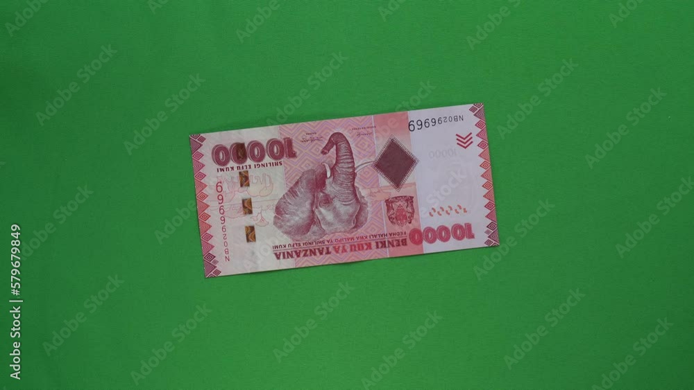 Tanzanian Shilling on green screen. Ten thousand TZS. Banknote of ...