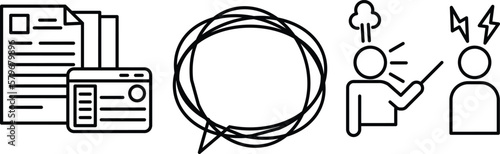 Set of Bad Working Environment Simple Line Icon