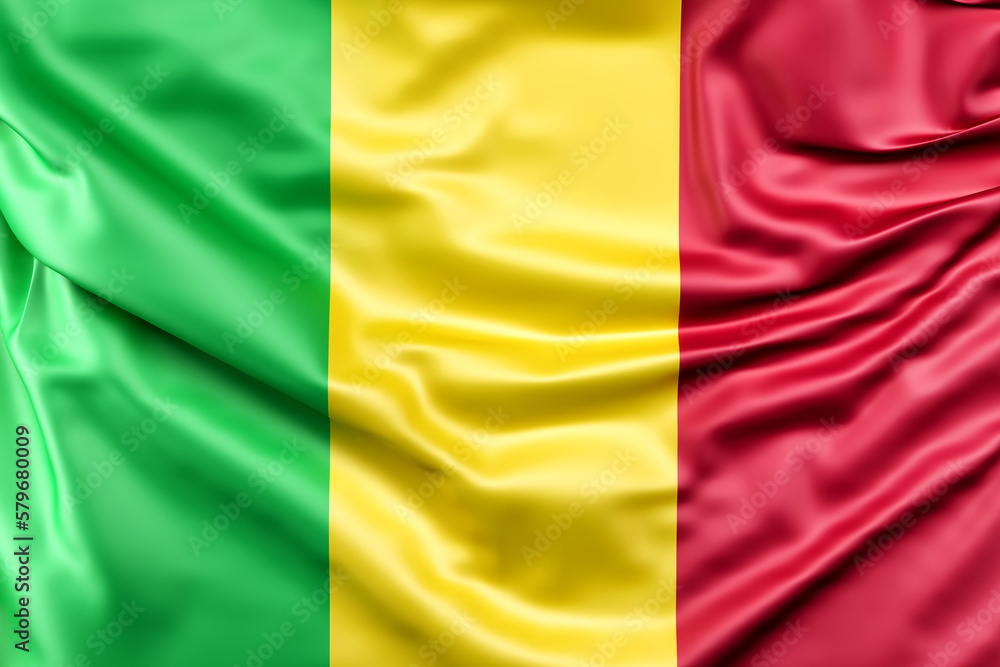 Ruffled Flag of Mali. 3D Rendering