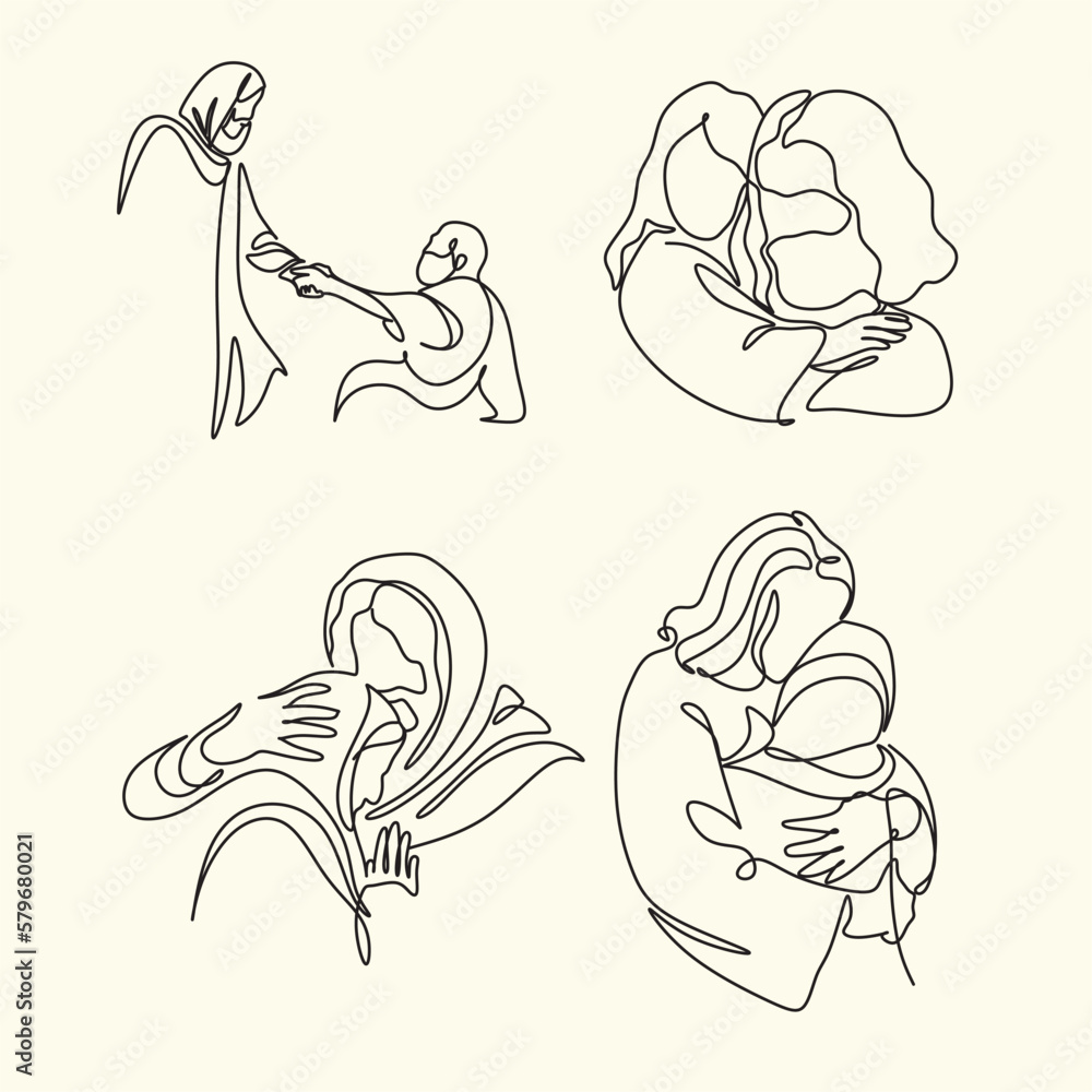 Continuous line drawing of Jesus Christ , linear style and Hand drawn Bible Christian scene of son of God with people and kids. Easter illustration Continuous line drawing of Jesus Christ , linear style and Hand drawn Bible Christian scene of son of God with people and kids. Easter illustration