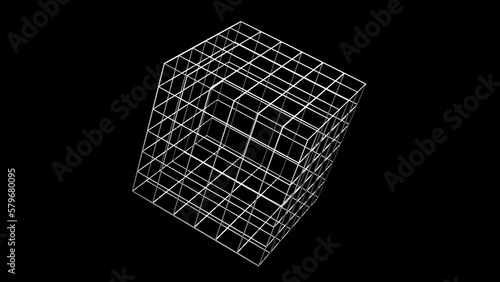 wireframe cube. Computer generated 3d render photo
