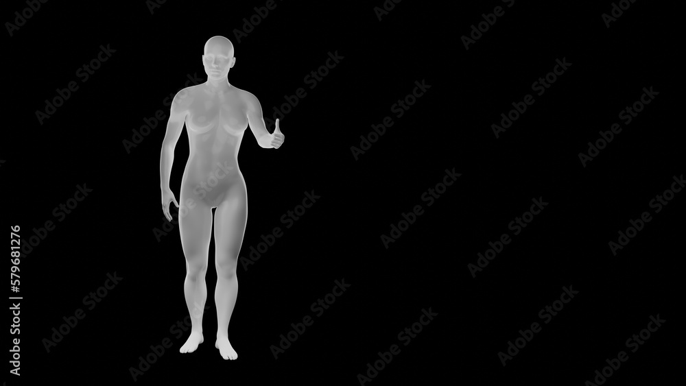 Beautiful athletic young woman posing isolated on black - 3d illustration, rendering. Front view Beautiful athletic young woman posing isolated on black - 3d illustration, rendering. Front view