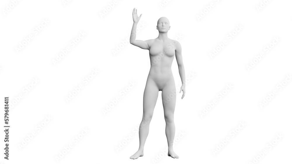 Beautiful athletic young woman posing isolated on black - 3d illustration, rendering. Front view Beautiful athletic young woman posing isolated on black - 3d illustration, rendering. Front view