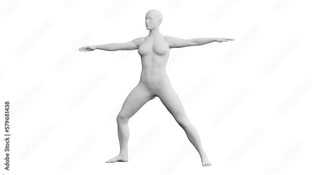 Beautiful athletic young woman posing isolated on black - 3d illustration, rendering. Front view Beautiful athletic young woman posing isolated on black - 3d illustration, rendering. Front view