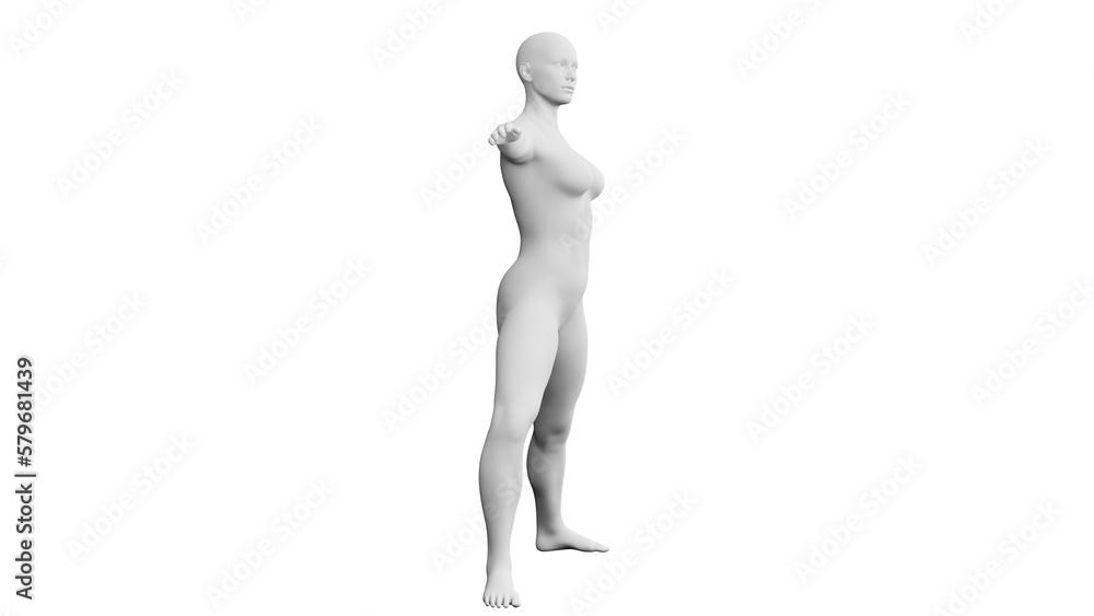 Beautiful athletic young woman posing isolated on black - 3d illustration, rendering. Side view Beautiful athletic young woman posing isolated on black - 3d illustration, rendering. Side view