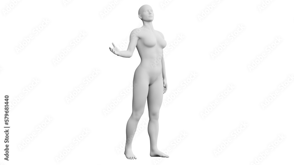 Beautiful athletic young woman posing isolated on black - 3d illustration, rendering. Side view Beautiful athletic young woman posing isolated on black - 3d illustration, rendering. Side view