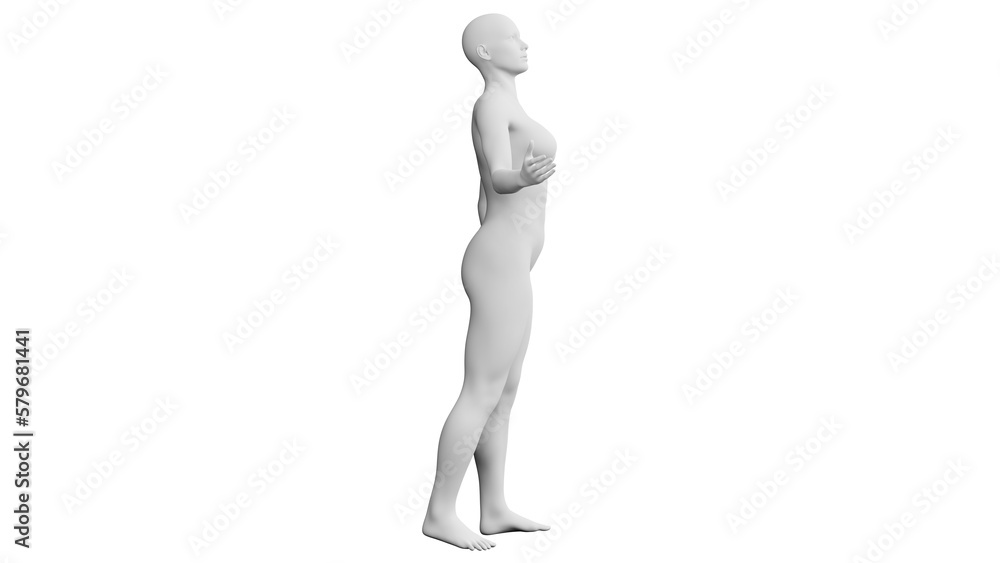 Beautiful athletic young woman posing isolated on black - 3d illustration, rendering. Side view Beautiful athletic young woman posing isolated on black - 3d illustration, rendering. Side view