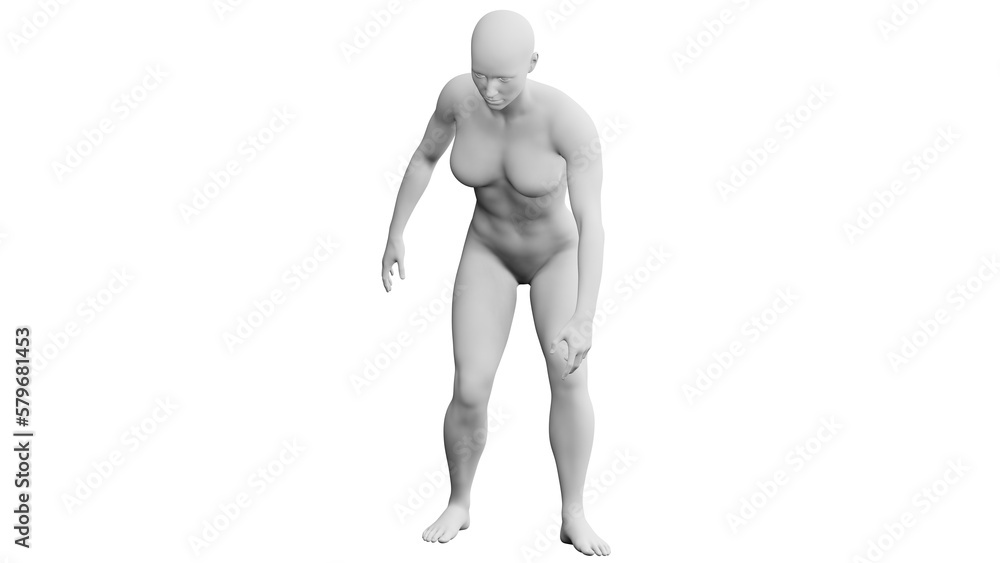 Beautiful athletic young woman posing isolated on black - 3d illustration, rendering. Front view Beautiful athletic young woman posing isolated on black - 3d illustration, rendering. Front view